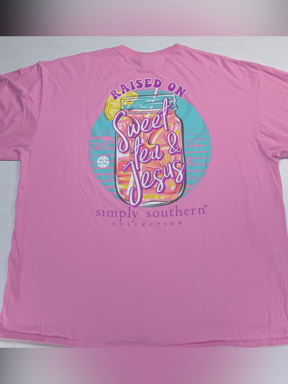 Simply Southern Pink Sweet Tea & Jesus LS Graphic Tee XXL - Picture 4 of 15